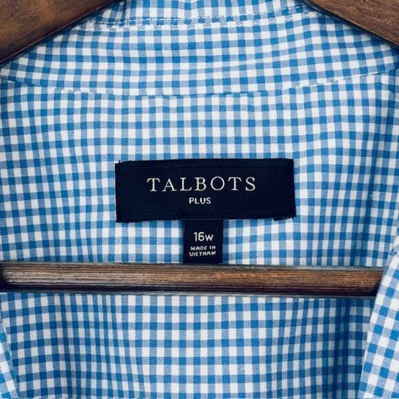Talbots One Button Gingham Blazer Jacket Coastal Spring Summer Blue & White 16W - Picture 6 of 10